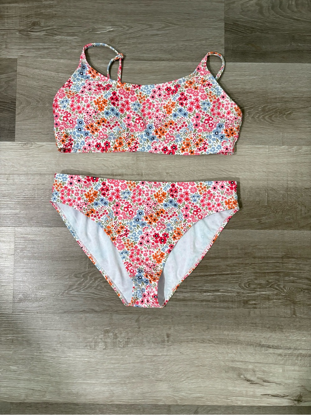 Floral Print Bikini Swim Set - Pink Multicolor